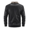 Men's black sheepskin bomber jacket back view