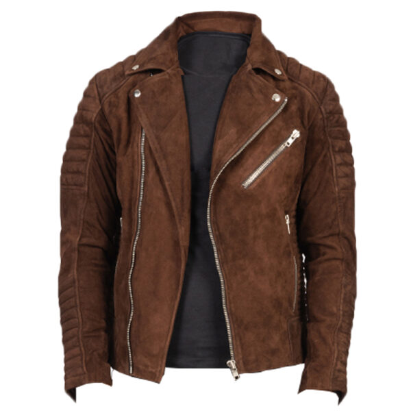Mocha Brown Suede Leather Jacket – Biker-Inspired Style