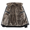 Men's black sheepskin bomber jacket inner view