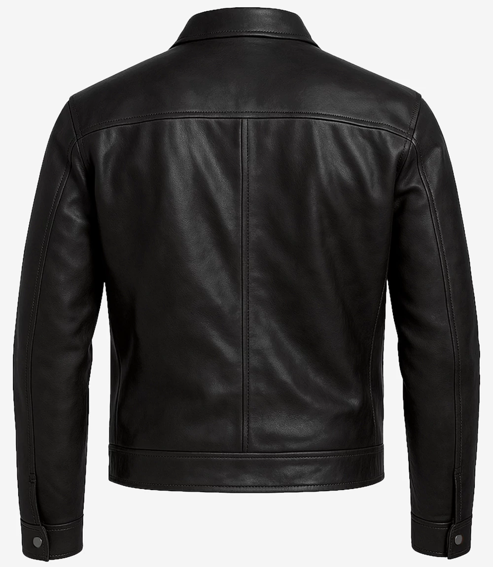 Owen Black Café Racer Leather Jacket –
