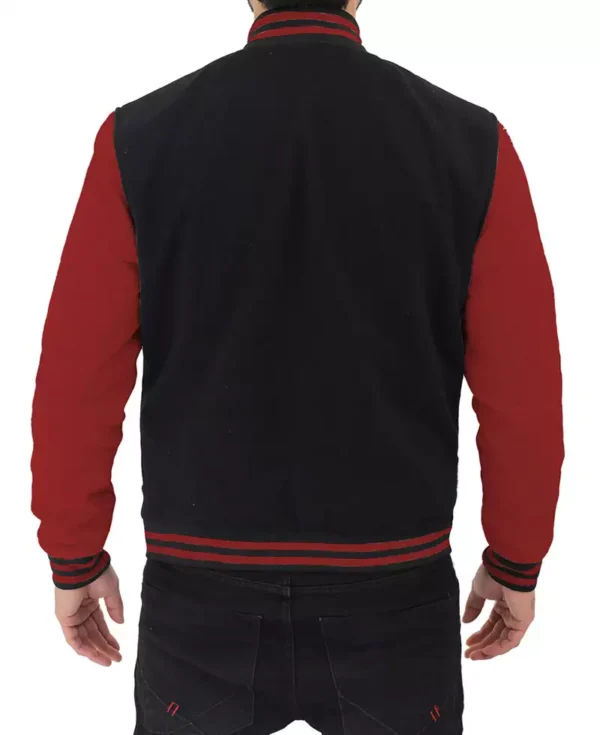 Black and Maroon Varsity Jacket – Back View