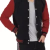 Black and Maroon Varsity Jacket – Front View with Snap Buttons