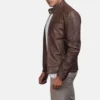 Dean Brown Pull-Up Leather Biker Jacket - Side Profile
