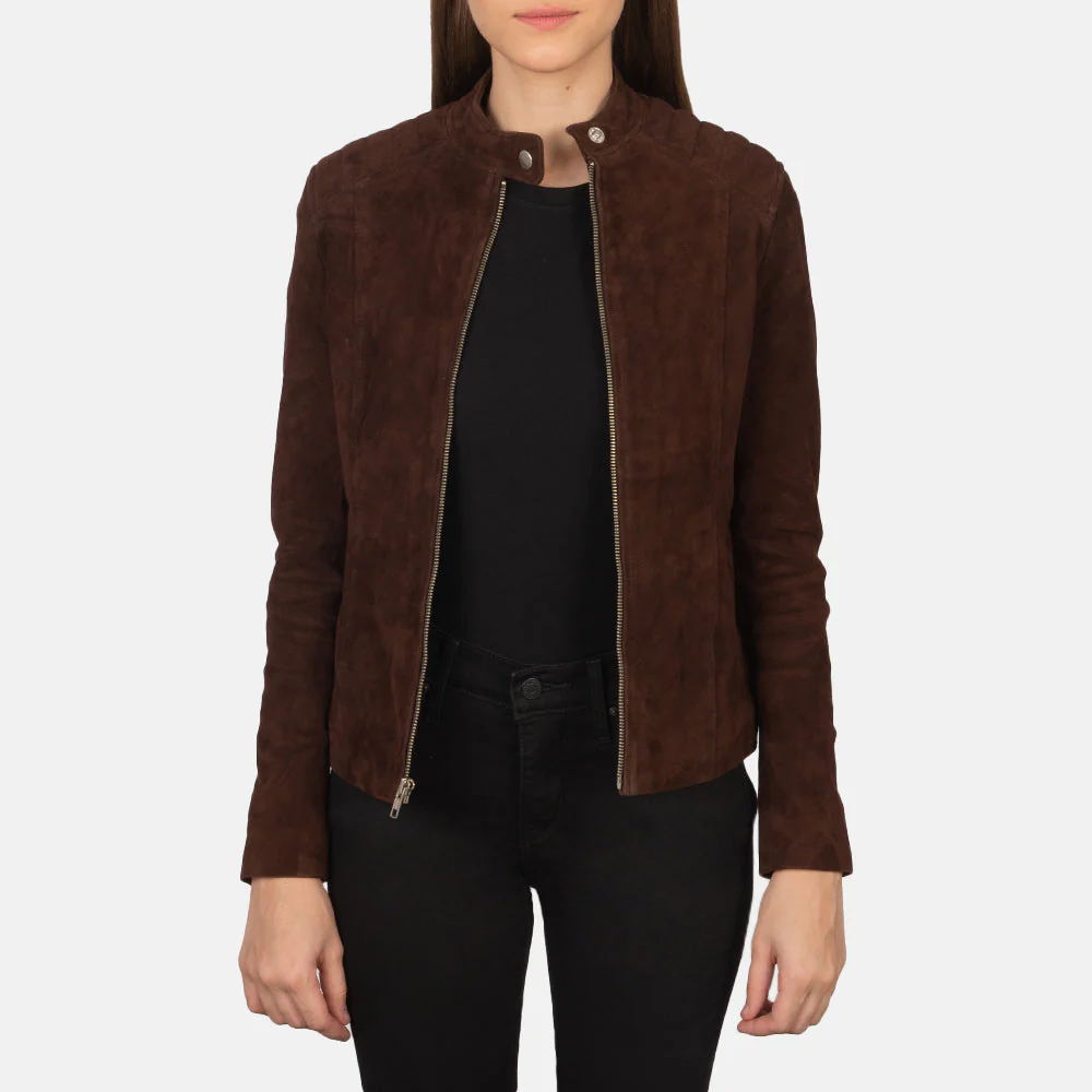 Mocha Suede Biker Jacket