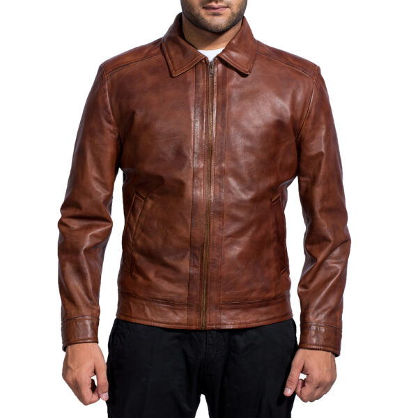 Vintage-Inspired Biker Jacket – Shirt Collar & Open Hem Cuffs