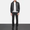 Nashville Black Quilted Windbreaker – Front View Showing High Neck Design