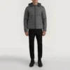 Tyler Grey Puffer Jacket – Front View Showing Detachable Hood