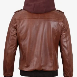 Brown Leather Bomber Jacket