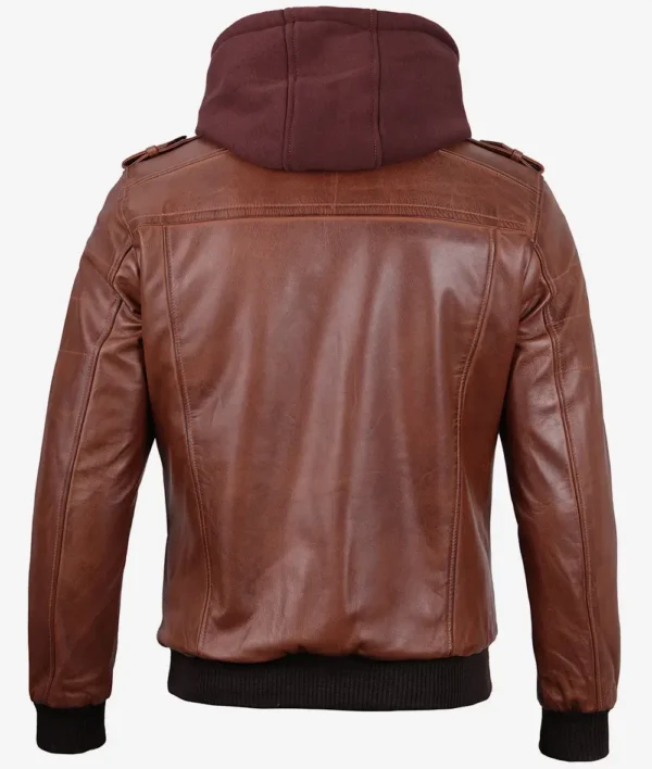 Brown Leather Bomber Jacket