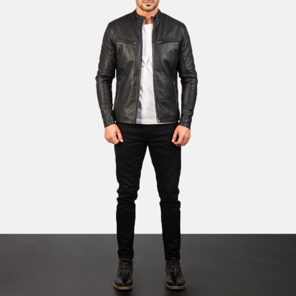 Black Sheepskin Leather Moto Jacket – Aniline Finish & Zipper Cuffs
