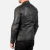 Black Sheepskin Leather Moto Jacket – Aniline Finish & Zipper Cuffs Back View