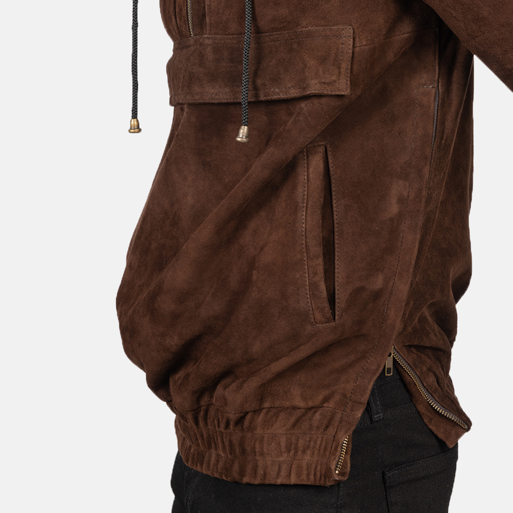 Men's Mocha Brown Goatskin Suede Jacket