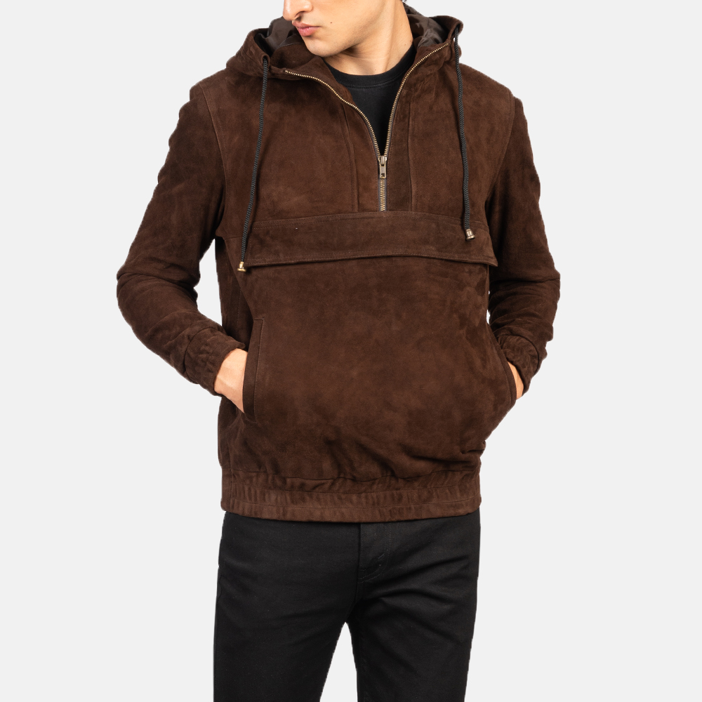 Men's Mocha Brown Goatskin Suede Jacket