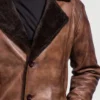 Cinnamon Distressed Sheepskin Leather Fur Coat – Burnished Vintage Style