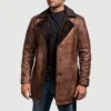 Cinnamon Distressed Sheepskin Leather Fur Coat – Burnished Vintage Style