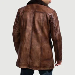 Cinnamon Distressed Sheepskin Leather Fur Coat – Burnished Vintage Style