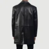 Urban Slate Black Cowhide Leather Coat with Notch Lapel