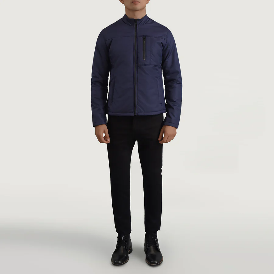 Detail zoom of military-grade fabric construction jacket