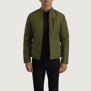 Detail zoom of military-grade fabric weave jacket