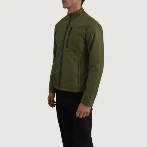Detail zoom of military-grade fabric weave jacket