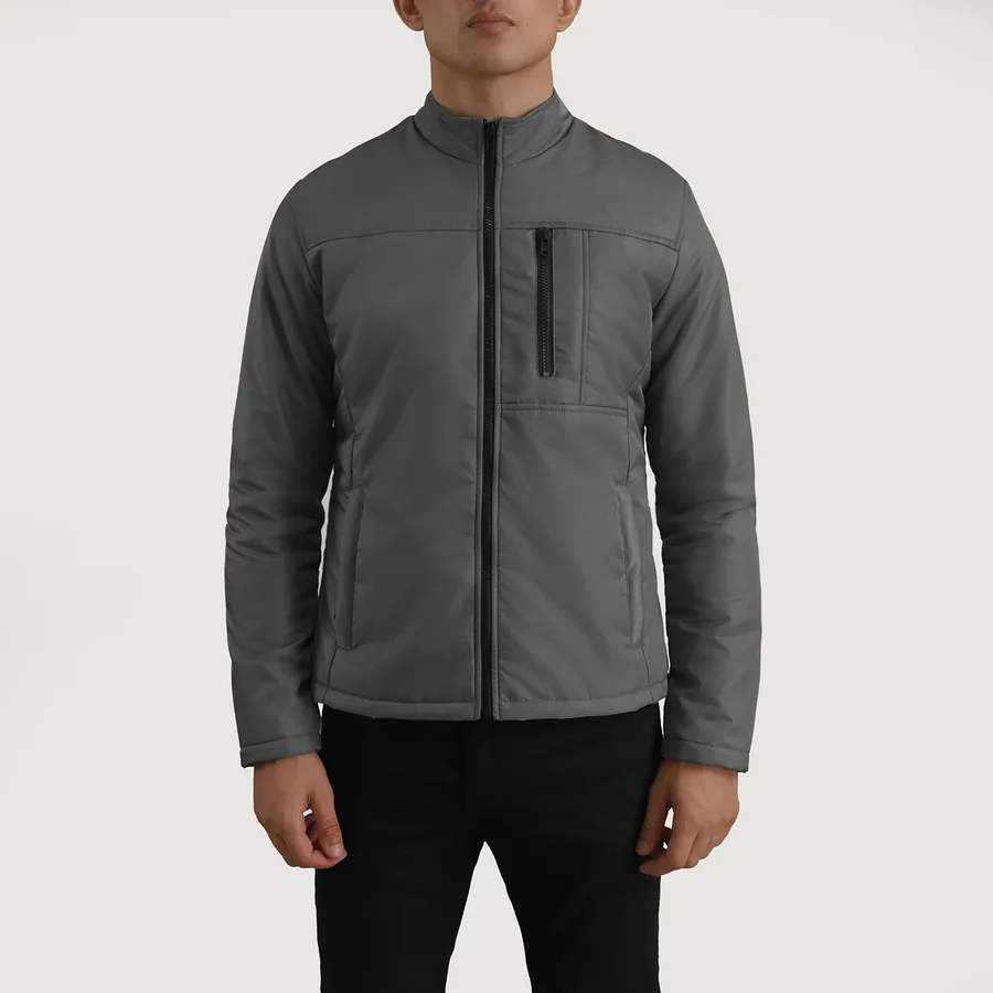 Elliot Grey Tactical Jacket – Front Profile Showing Sleek Design