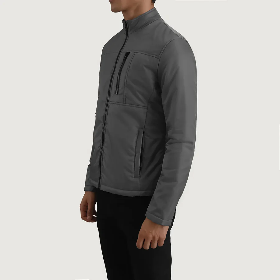 Elliot Grey Tactical Jacket – Front Profile Showing Sleek Design