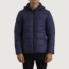 Erico Blue Expedition Puffer – Front Profile Showing Shoulder Strap