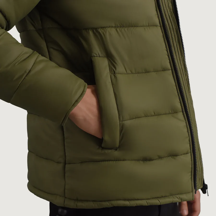 Erico Green Military Puffer Jacket – Tactical Front Profile