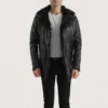 Luxury Faux Fur-Lined Leather Jacket – Button Closure & Open Hem Cuffs
