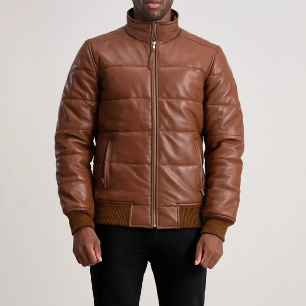Detail close-up of semi-aniline grain structure jacket