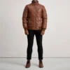 Detail close-up of semi-aniline grain structure jacket