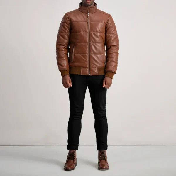 Detail close-up of semi-aniline grain structure jacket