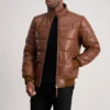 Detail close-up of semi-aniline grain structure jacket