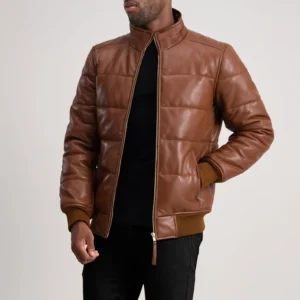 Detail close-up of semi-aniline grain structure jacket