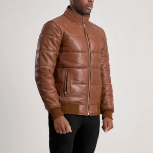 Detail close-up of semi-aniline grain structure jacket