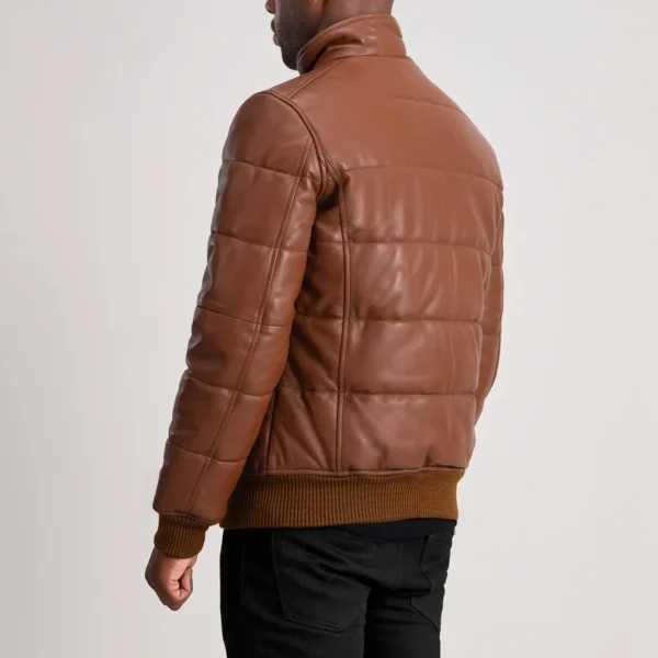 Detail close-up of semi-aniline grain structure jacket