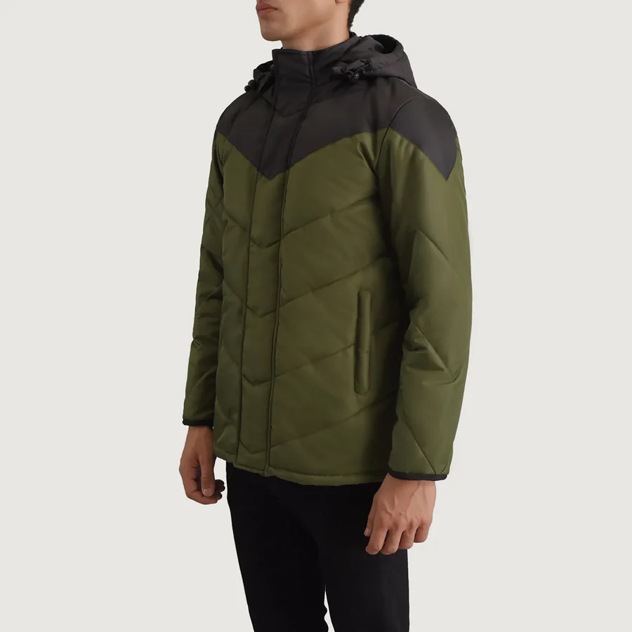 Luka Black/Green Tactical Puffer – Front Profile Showing Camo Colorway