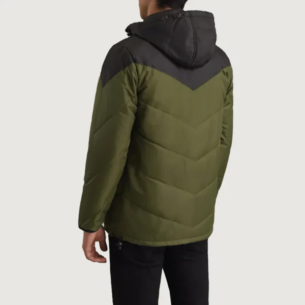 Luka Black/Green Tactical Puffer – Back Profile Showing Camo Colorway