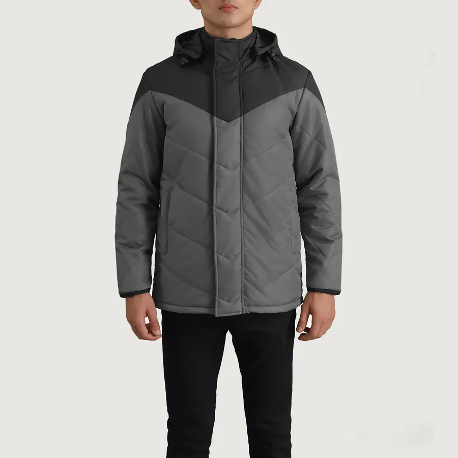 Luka Black/Grey Puffer Jacket – Tactical Front Profile