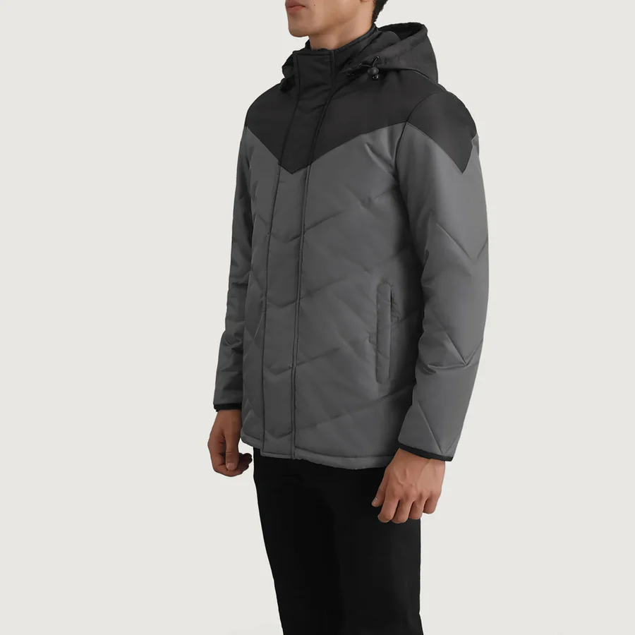 Luka Black/Grey Puffer Jacket – Tactical Front Profile