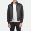 Nashville Black Quilted Windbreaker – Front View Showing High Neck Design