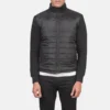 Nashville Black Quilted Windbreaker – Front View Showing High Neck Design