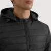 Tyler Black Puffer Jacket Front View Showing Detachable Hood