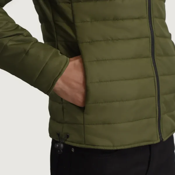 Detail zoom shot on military-grade nylon weave jacket