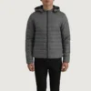 Tyler Grey Puffer Jacket – Front View Showing Detachable Hood
