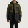 Detail shot of snap-button flap security system jacket