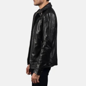 Legacy Biker Jacket Front View – Belted High Neck Collar Detail