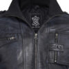 Black Leather Biker Jacket – Front View with Zipper Closure