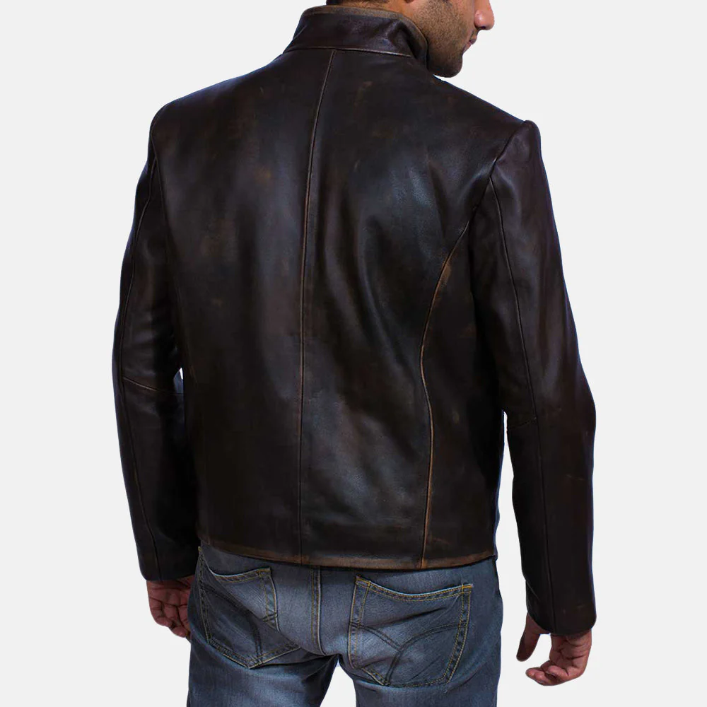 Drakeshire Distressed Goatskin Leather Jacket