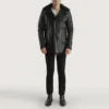 Luxury Faux Fur-Lined Leather Jacket – Button Closure & Open Hem Cuffs